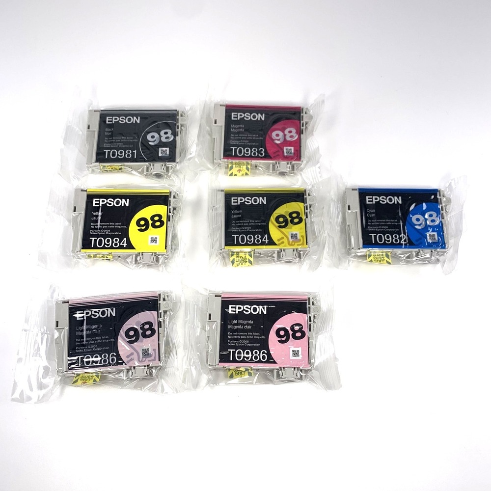 7 New Genuine Epson 98 High-capacity Ink T0981-T0986 Artisan 810/835/725/730/837